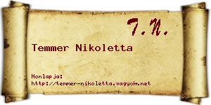 Temmer Nikoletta névjegykártya